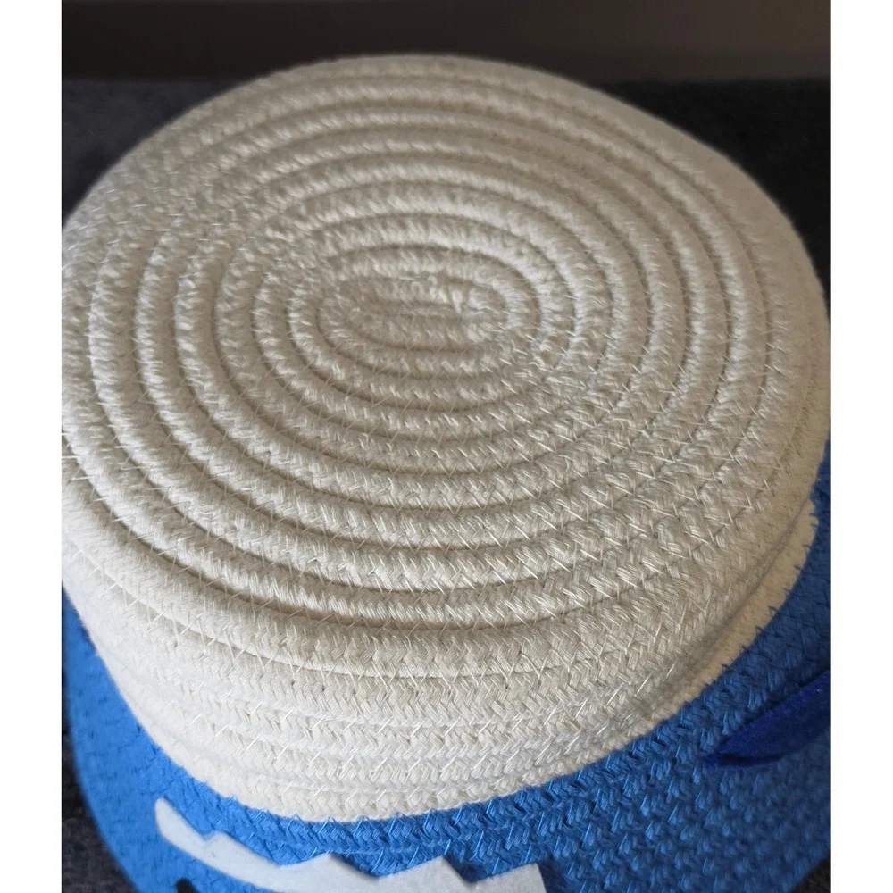 Target Shark Coiled Rope Basket Blue White Small Storage Bin Nursery Decor
